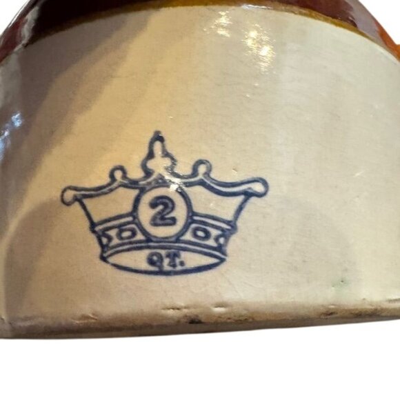 Vintage 2 Quart Stoneware Crock Jar With Handle - Picture 6 of 7